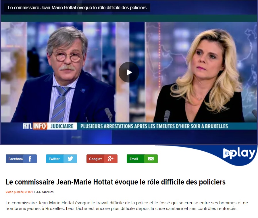 Capture d'écran de la séquence vidéo avec le commissaire de police Jean-Marie Hottat dans le JT de RTL-Tvi - 14 janvier 2021 - Source : rtl.be