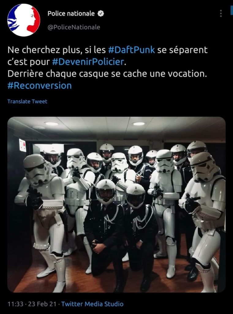 Dat punk police nationale Francetwet twitter post devenir policier groupe musique atomiser