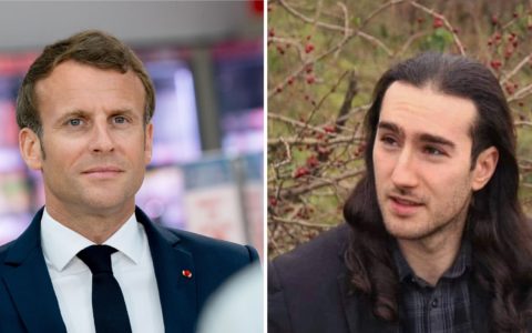 Le président de la République française et Damien Tarel, l’homme qui a giflé Emmanuel Macron.