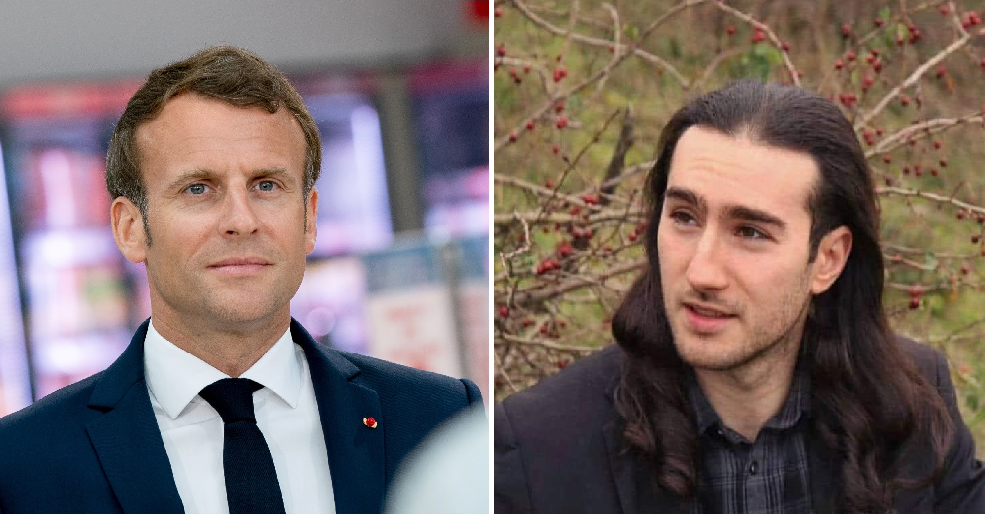 Le président de la République française et Damien Tarel, l’homme qui a giflé Emmanuel Macron.