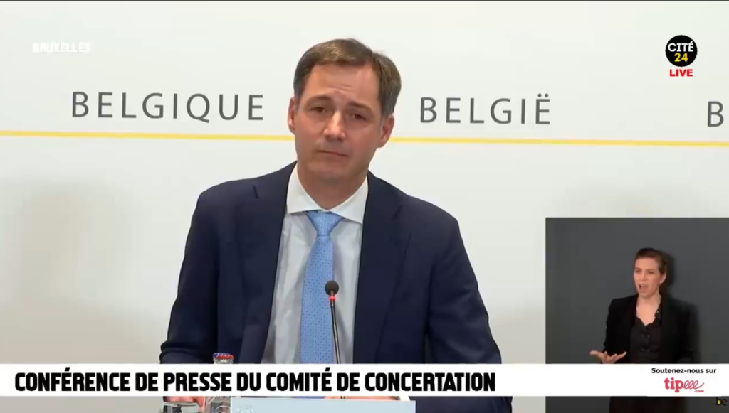 Le Premier ministre Alexander De Croo fait le point sur les mesures sanitaires covid en Belgique, suite au Comité de concertation du gouvernement fédéral